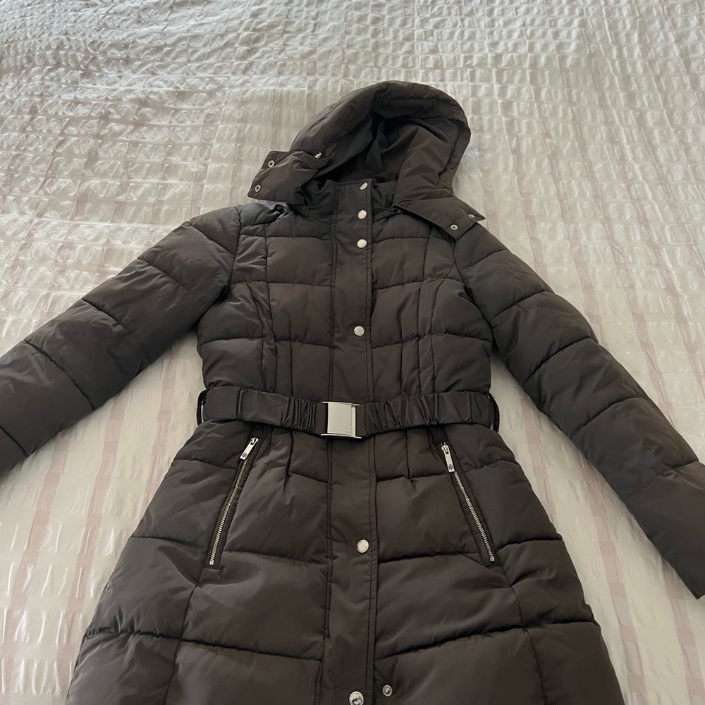 Woman’s Tommy Hilfiger Dark Grey 3/4 Puffer Jacket with Hood